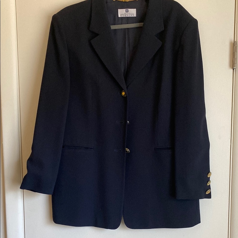 Givenchy Blue Blazer with Notched Lapels and Tailored Silhouette